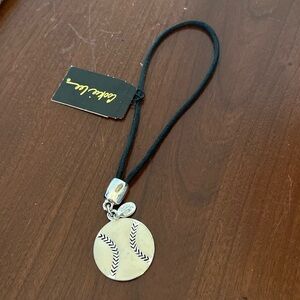 Cookie Lee baseball black cord purse charm nwt
